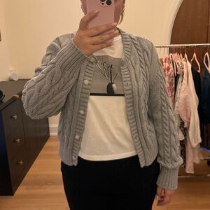 Abercrombie & Fitch Gray Cable Knit Cardigan